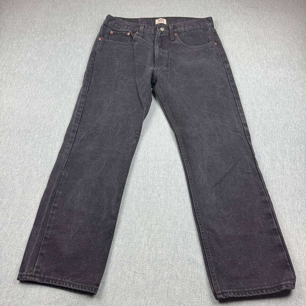 Levis 501 Jeans Men 36X30 (34x28) Black Button Fly Straight Denim Modern Classic